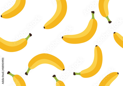 Abstract pattern design of yellow bananas on a white background for tropical fruit lovers