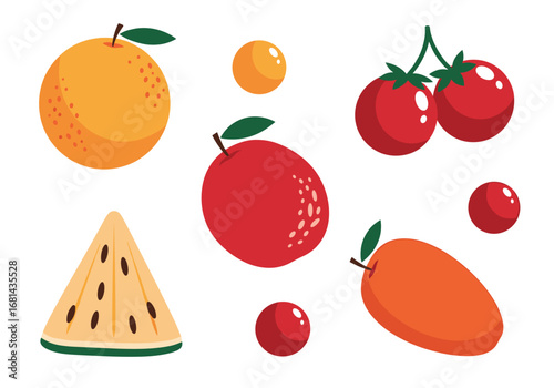 Assortment of delicious fresh juicy fruits and vegetables for healthy eating