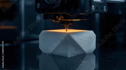 Close-up 3D Printer Creating Object
