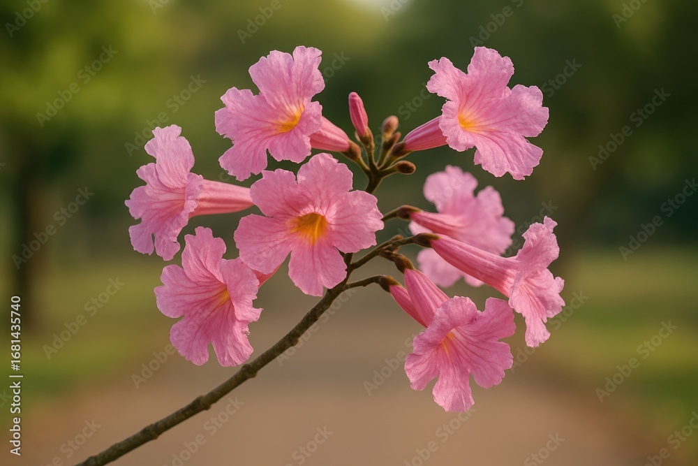 Obraz premium A Pink Ipe Twig Lying on the Trail