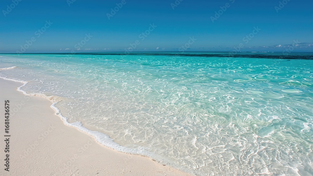 Fototapeta premium Vibrant turquoise sea meeting an immaculate white beach