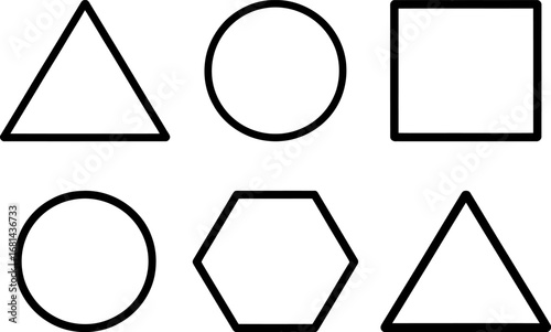 Basic geometric shapes arranged in a visually appealing pattern against a white background