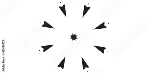 Geometric Starburst Pattern of Black Arrow Shapes Radiating Outward. Free Download Geometric Starburst Pattern of Black Arrow Shapes Radiating Outward. - GFXLoad