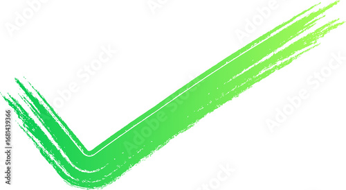 Green Check Mark Brush Stroke Isolated on Transparent Background