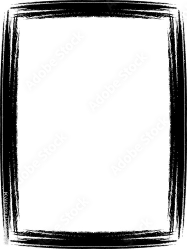 Black Rectangular Brush Stroke Frame Isolated on Transparent Background