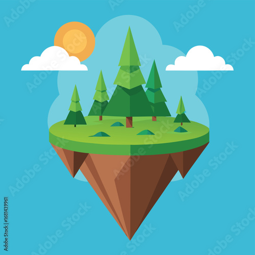 flat vector floating forest island (2).eps
