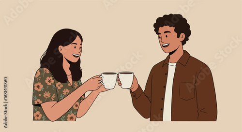People Toasting Coffee Friends Enjoying a Morning Ritual Together
