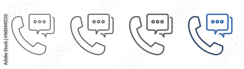 
outline icon set telecommunication with telephone and conversation design