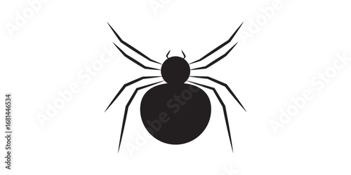 Simple Black Silhouette of a Spider with Eight Legs Isolated.