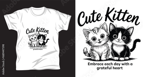 Cat graphic vector T shirt design print.