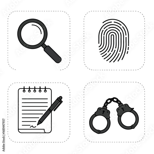 Investigation clues arranged on paper