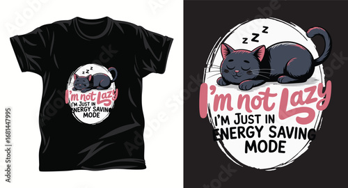 Cat graphic vector T shirt design print.