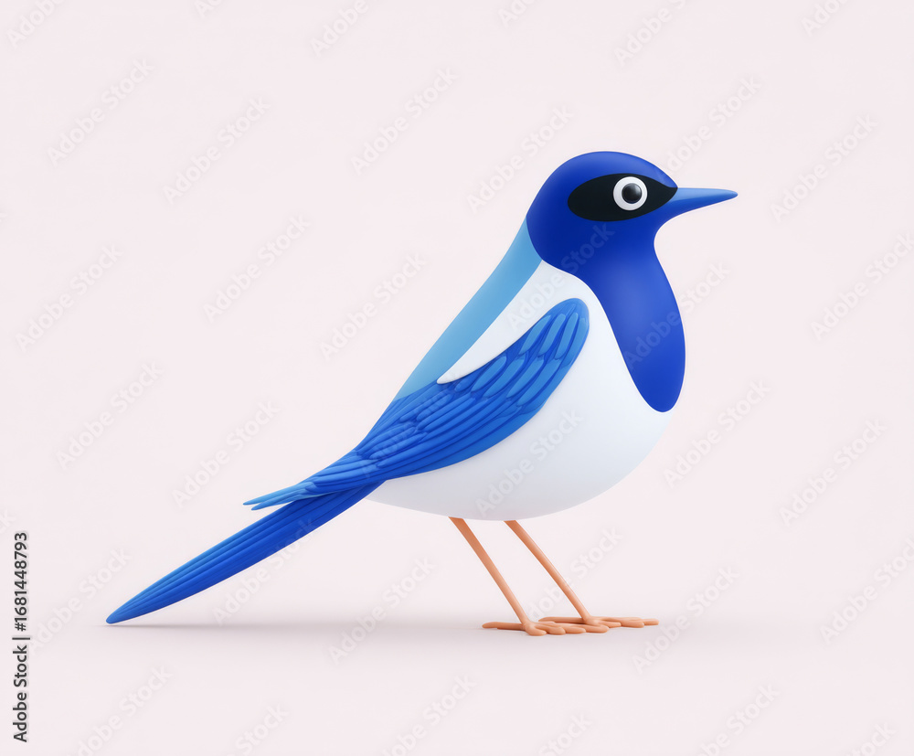 Obraz premium A blue and white cartoon bird