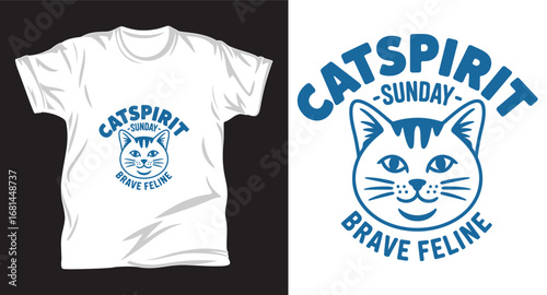 Cat graphic vector T shirt design print.