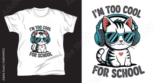 Cat graphic vector T shirt design print.