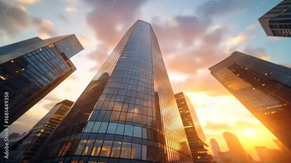 custom made wallpaper toronto digitalSkyscrapers at Sunset: Modern Cityscape View