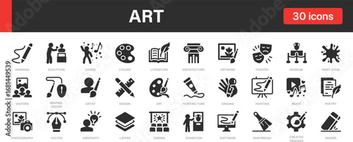 Art icon collection. Contains icons: Design, Painting, Architecture, Culture, Artwork icons set.