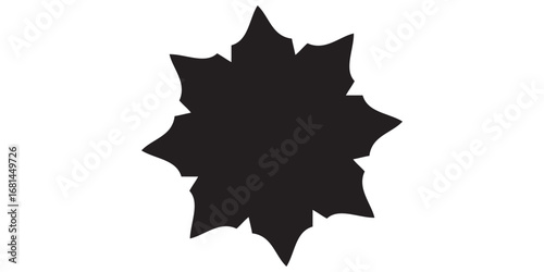 Dark black jagged starburst shape with sharp spiky points abstract graphic design element.