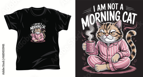 Cat graphic vector T shirt design print.