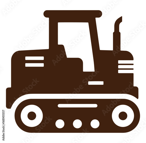 Simplified brown tractor icon illustration suitable for construction and agricultural projects