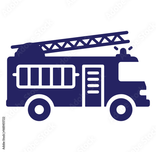 Vector illustration of a modern fire truck with ladder and emergency light siren