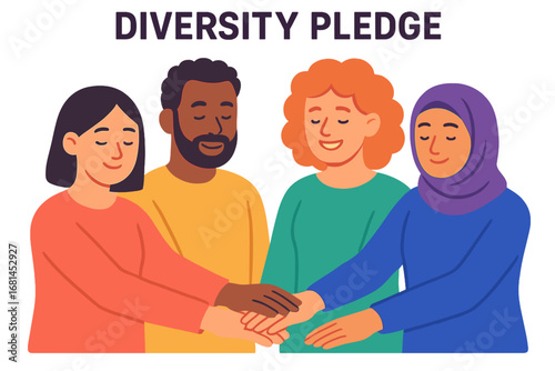 Diverse individuals joining hands to promote unity and inclusion Diversity pledge