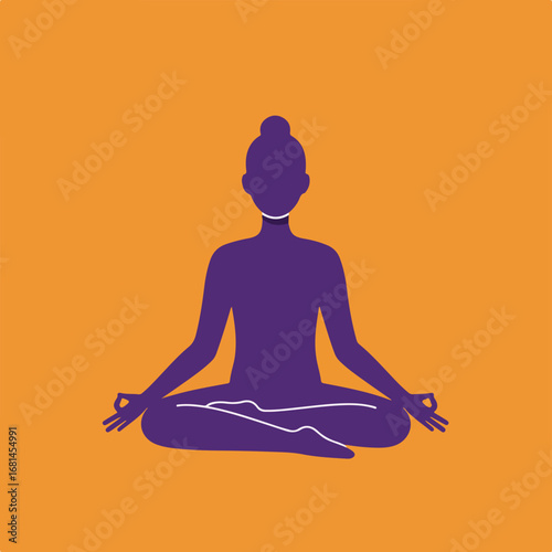 Woman Meditating, Lotus Position, Studio Background