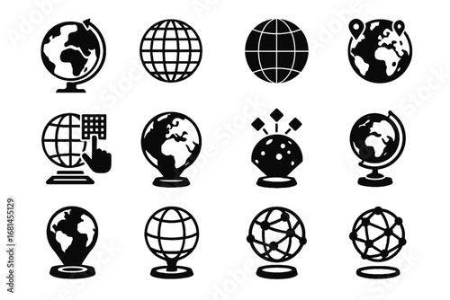 Marker grid lines effect vector latitude icon digital icons globe touch longitude