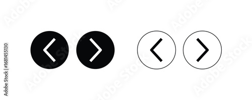 Left and Right Arrow Icon Set, next button and previous button arrow on Transparent Background