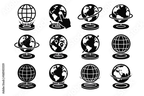Sphere atmosphere rotation augmented vector network globe glowing futuristic icon holographic meridian