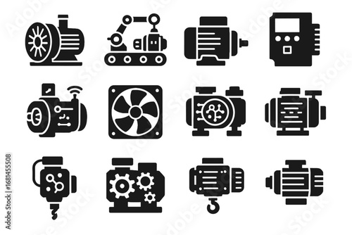 Engine pump lift virtual generator compressor ai smart icon industrial vector