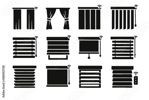 Icon roller shade roman drapery window transparent vector cover motorized blind smart