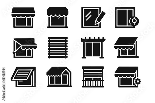 Solar tint skylight automatic vector icon window shade shading icons film balcony