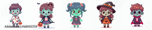 vector of a children wearing a halloween zombie costume
