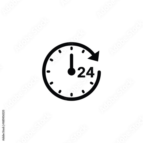 Clock With 24 Hours Sign And Arrow