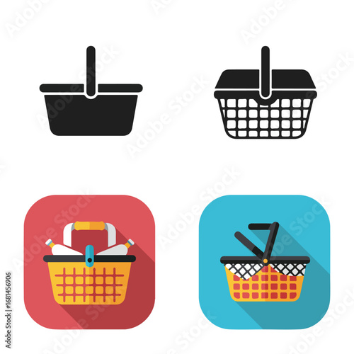 Displaying Picnic Baskets in Isolated Compositions on a White Background