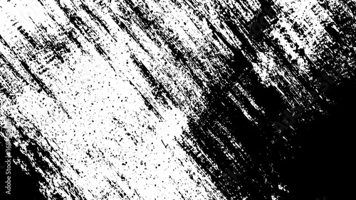 白黒のグランジブラシ背景 スプラッシュ入りデザイン
