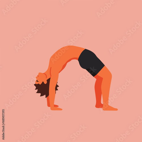 Man Doing Wheel Pose On the Ground