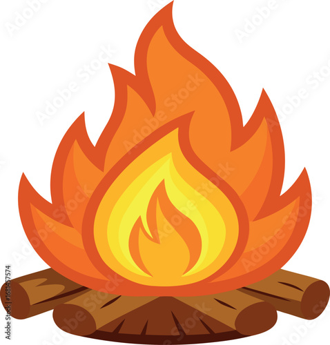 Campfire with orange flame vector illustration.

