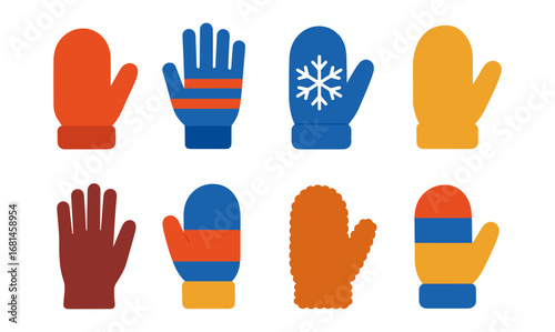 Colorful winter gloves and mittens collection featuring various designs and patterns