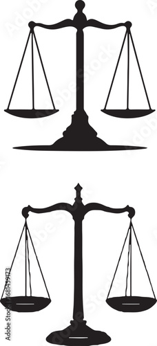Two Black Silhouette Images of Justice Scales