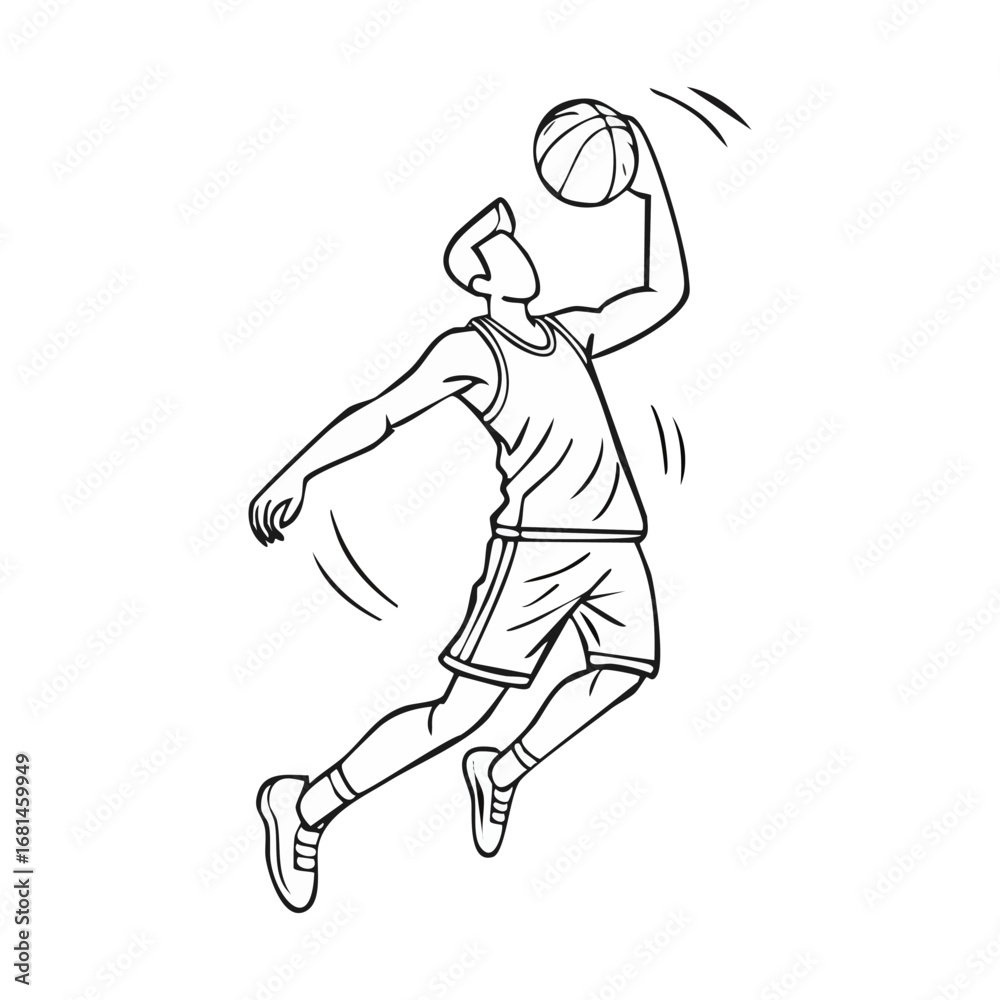 Fototapeta premium Basketball man player icon hand draw ai generated