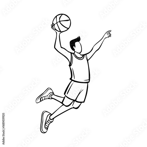 Basketball man player icon hand draw ai generated