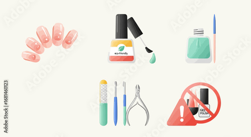Flat Vector Infographic of Healthy Nail Care and Banned Gel Nail Polish  Beauty and Eco-Friendly Lifestyle