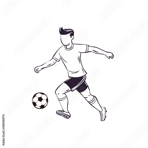 Soccer, football player man icon hand draw ai generated 