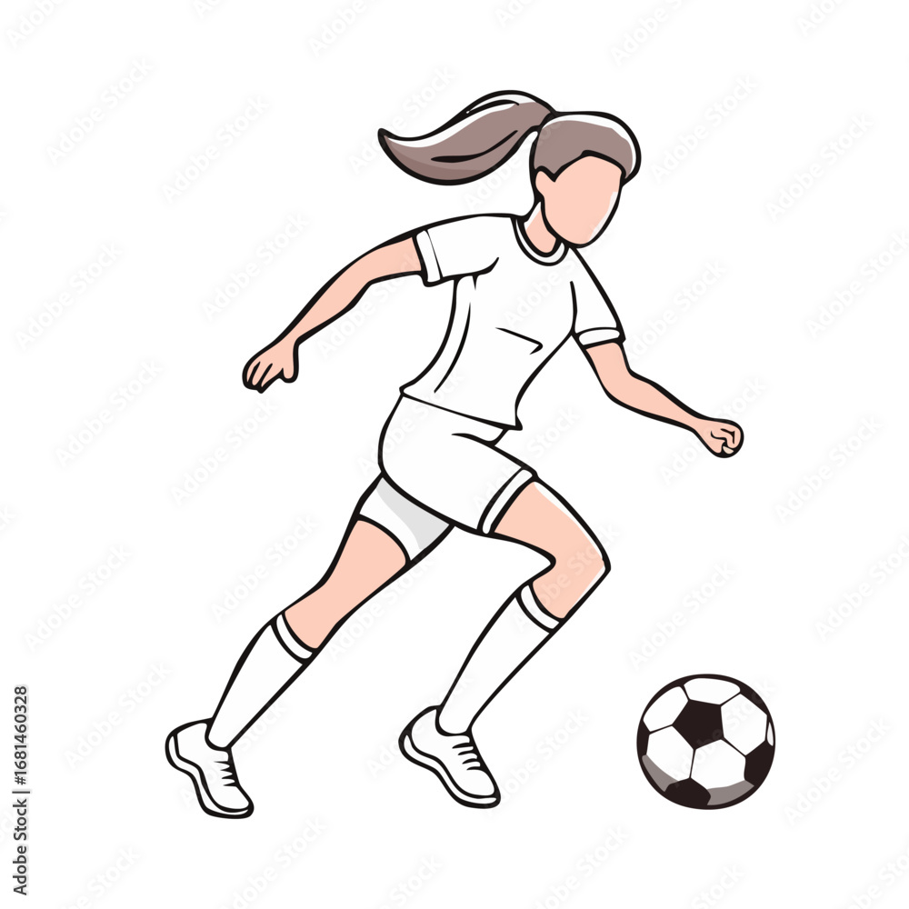 Obraz premium Soccer player woman icon hand draw ai generated 