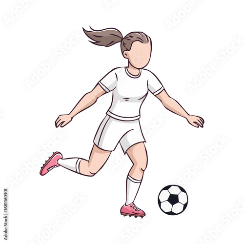 Soccer player woman icon hand draw ai generated 