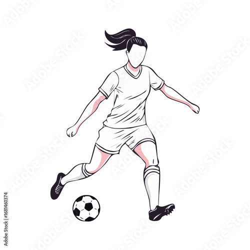 Soccer player woman icon hand draw ai generated 