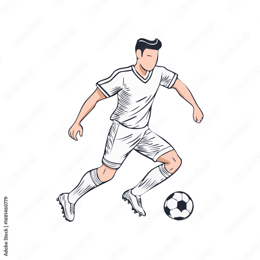 Naklejka premium Soccer, football player man icon hand draw ai generated 