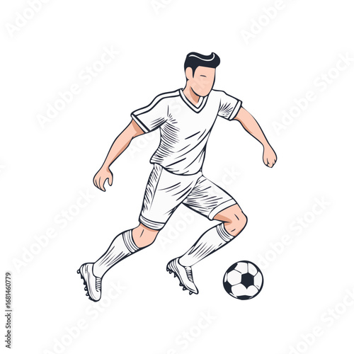 Soccer, football player man icon hand draw ai generated 